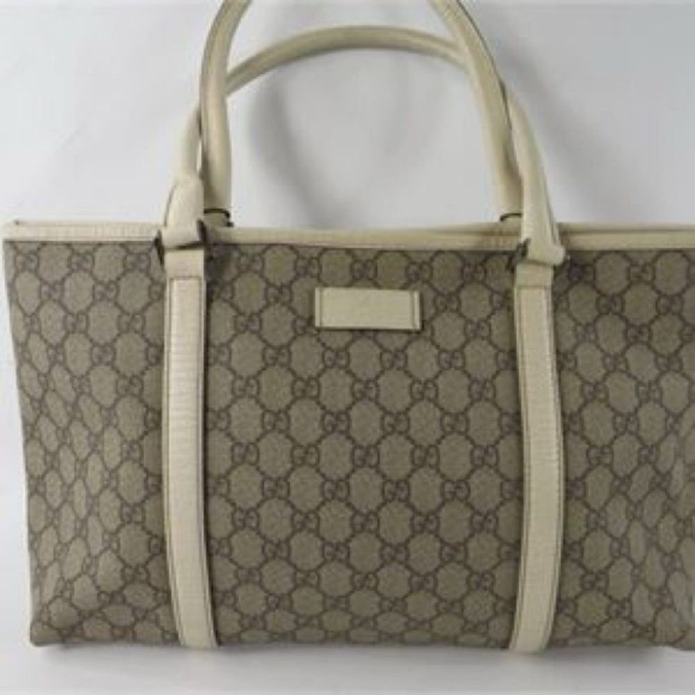 Gucci Beige and Cream Monogram Tote